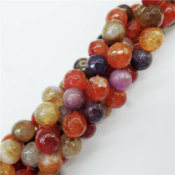 1 Strand 8mm Colorful Dragon Veins Agate Round Ball Loose Beads 15.5inch HH9033