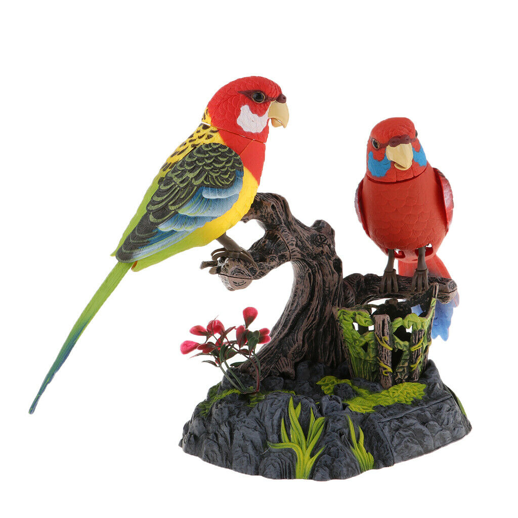 Voice Control Electric Parrots Chirping Birds with Realistic Sounds and Flexible
