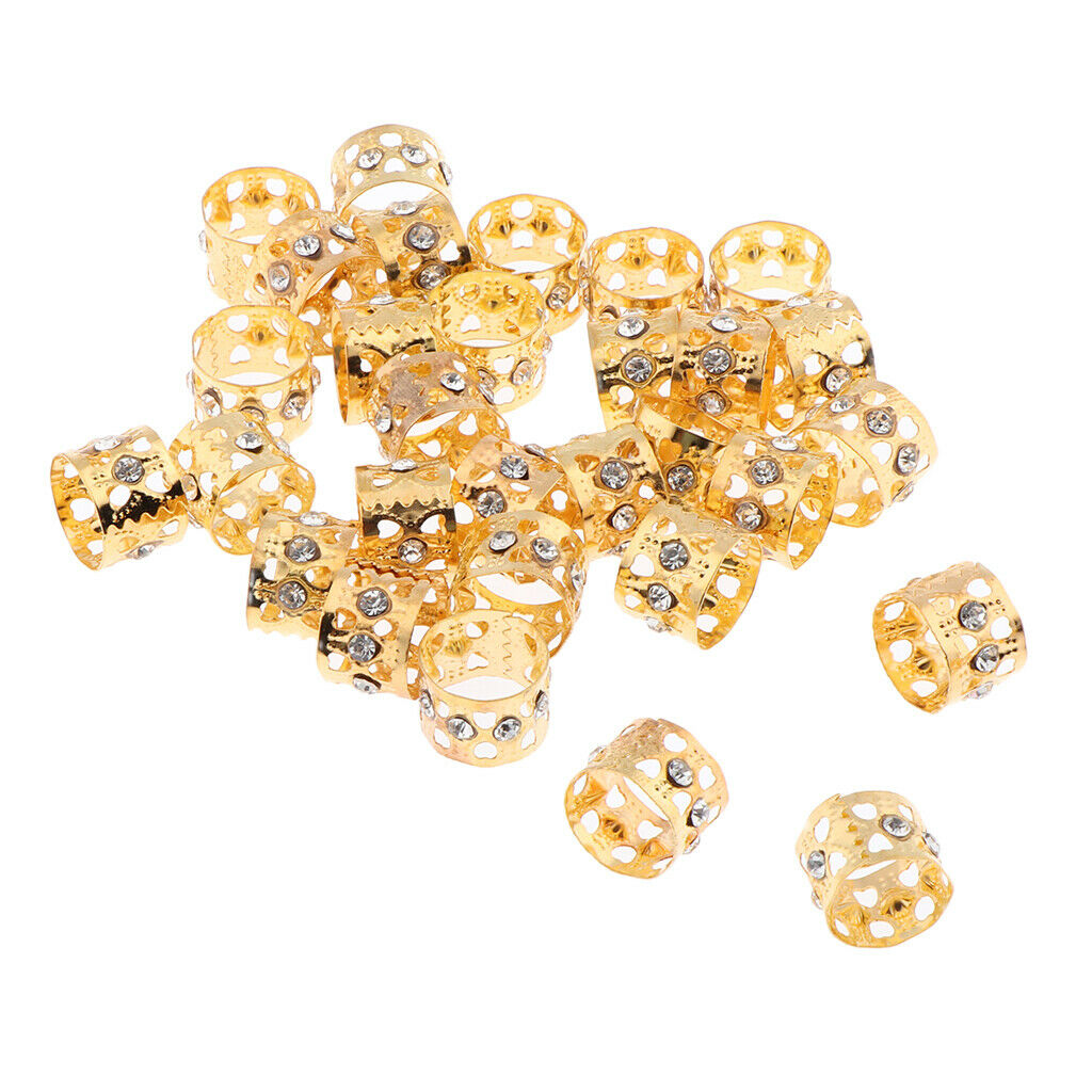 60pcs Cute Lovely Crystal Hair Cuffs Metal Dreadlock Beads DIY Hairstyle Braid