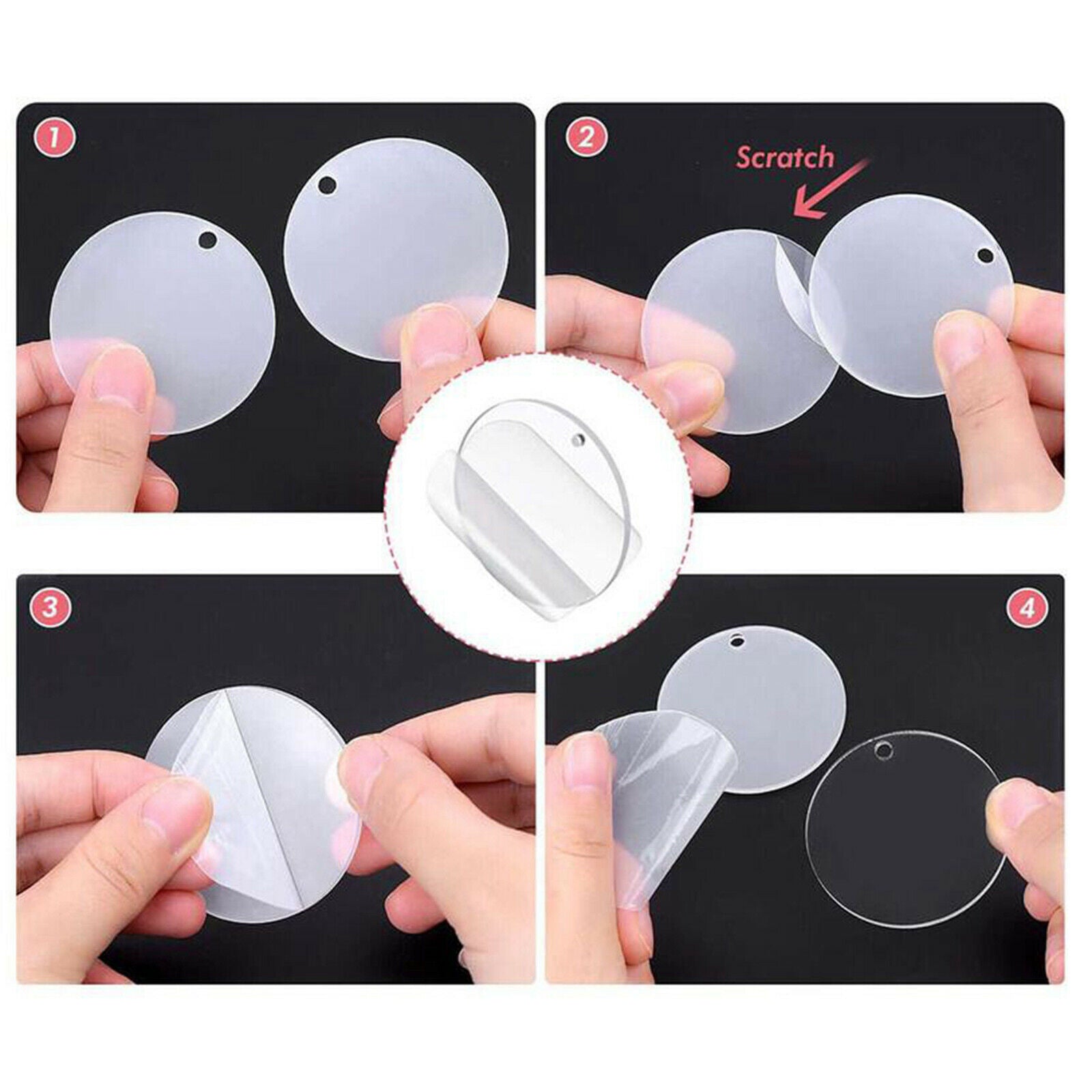 200 Pieces Acrylic White Discs Keychain Tassels Pendants Keys Rings