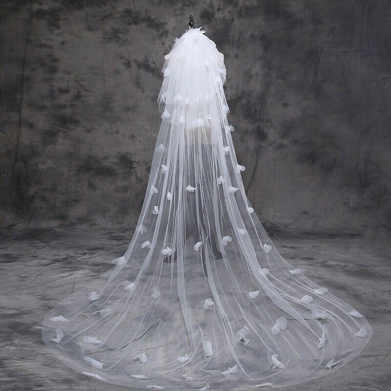 3Tier White Ivory Cathedral Length Lace Edge Bride Wedding Bridal Long Veil