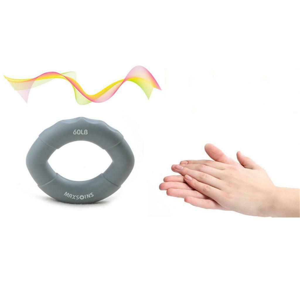 Silicone Hand Grip Gripper Ring Finger Exerciser Strength Trainer Black 80LB