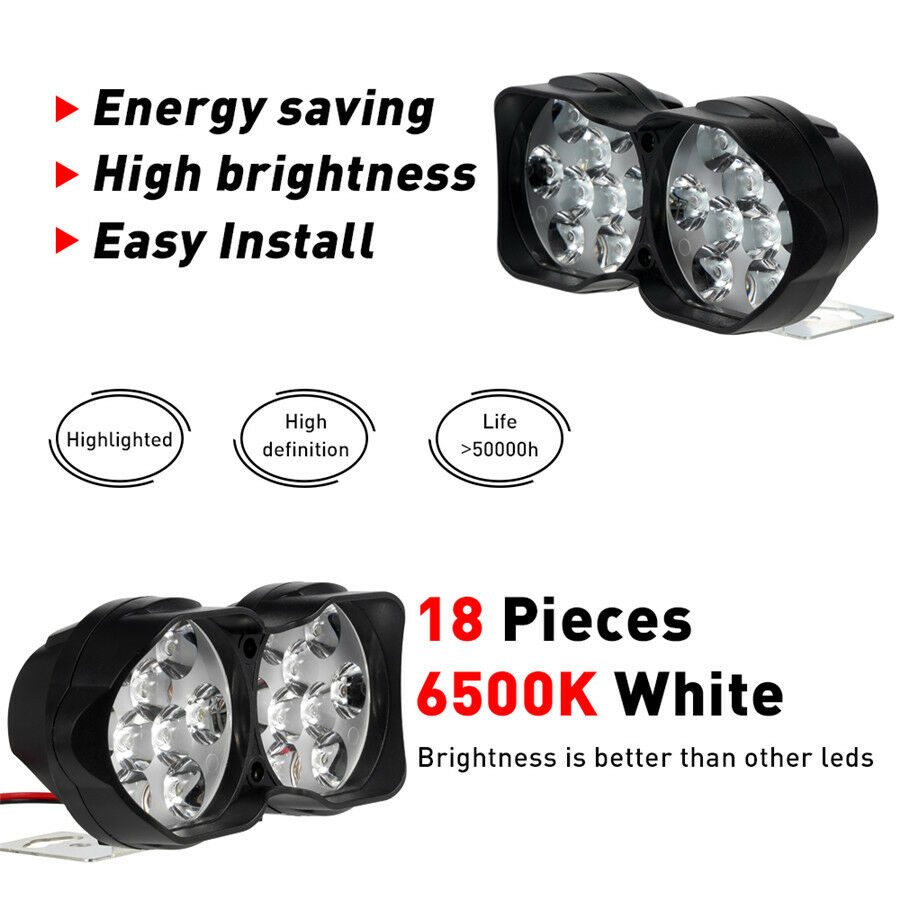 18LED 30W 3000Lm 6500K Motorcycle Headlight Bulb Scooter Spotlight Spot Fog Lamp