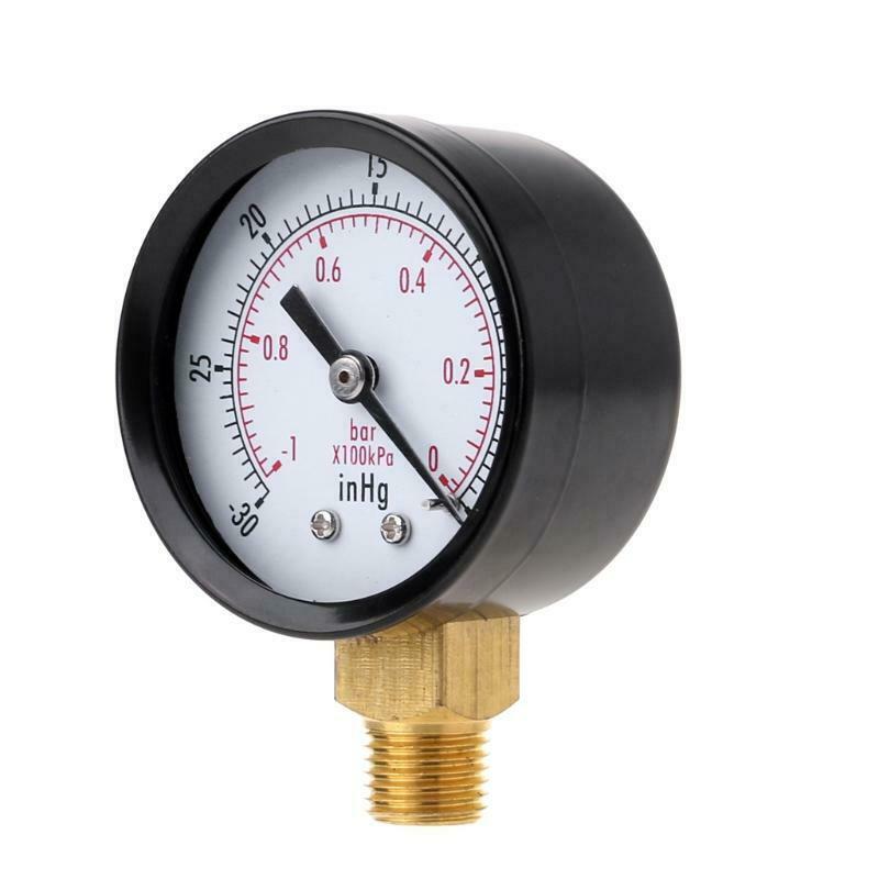 Vacuum Pressure Gauge Mini Dial Air Pressure Meter Double Scale BAR inHg 1/4"NPT