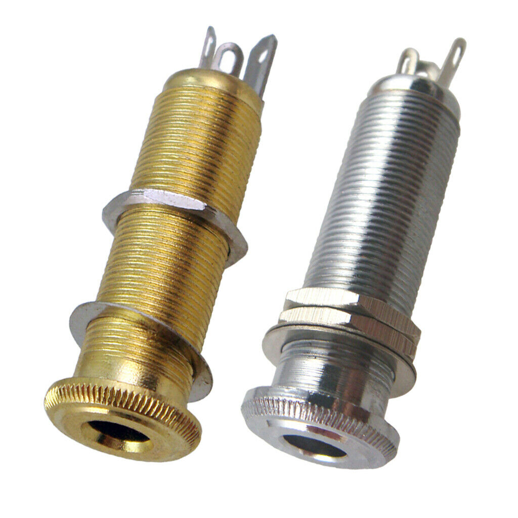 2 Pieces Threaded Cylinder 6.35mm Jack Socket Plug Guitar Bass Part A+B Accs