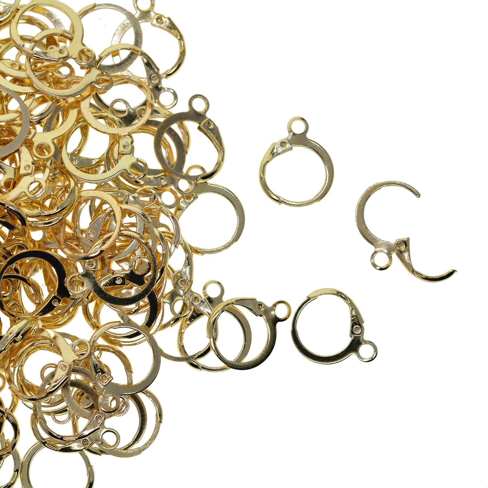 200Pcs Iron Lever Back Earring Hooks 12x15mm Girls Ladies Ear Wire Clip Charms