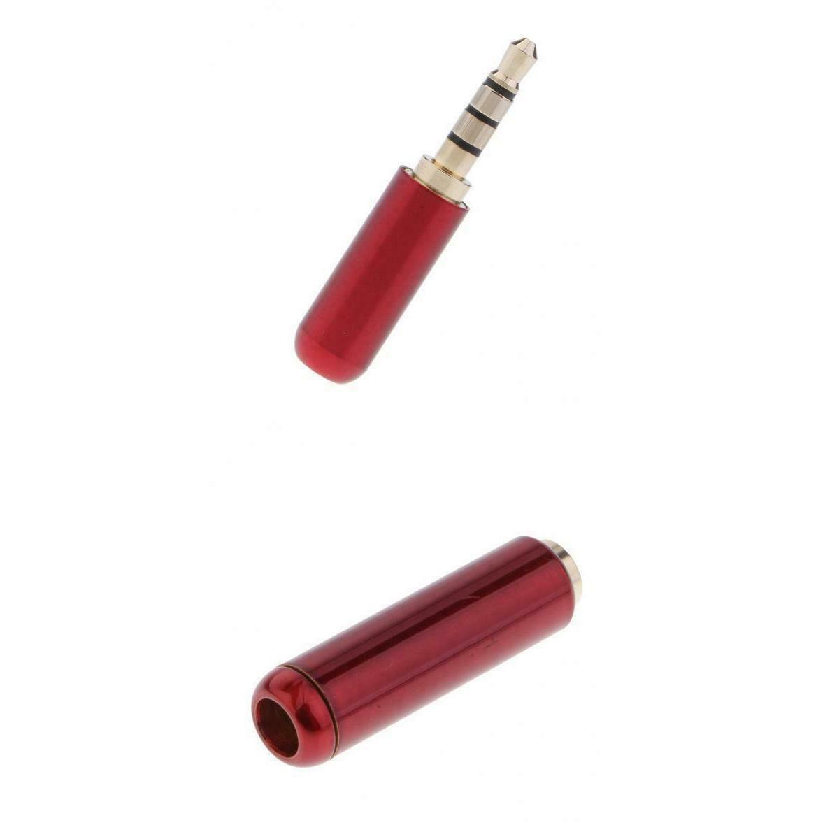2Pcs 3.5mm 4 Pole TRRS Female+Male Plug A/V Solder Cable Connector Adapter