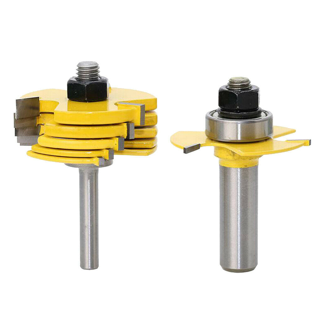 6x Blade Slot Cutter Wing Router Bit (1/16 to 1/4 Inch) and 2x Shank 1/2 & 1/4