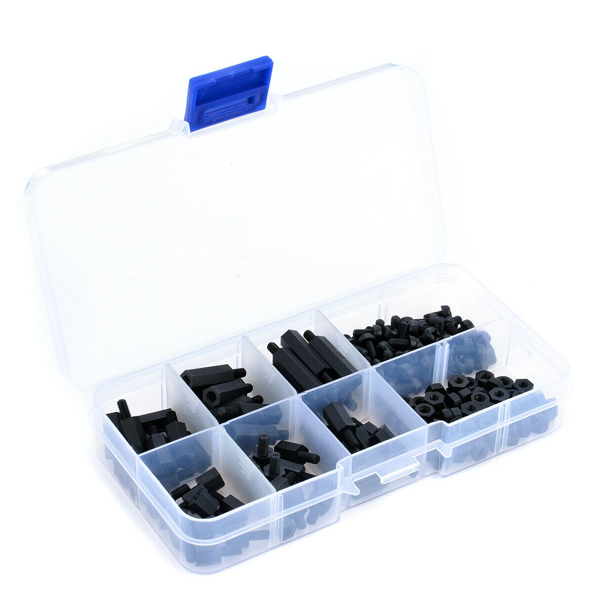 180pcs M3 Nylon Screw Black Hex Screw Nut PCB Standoff Spacer Assortment Kit