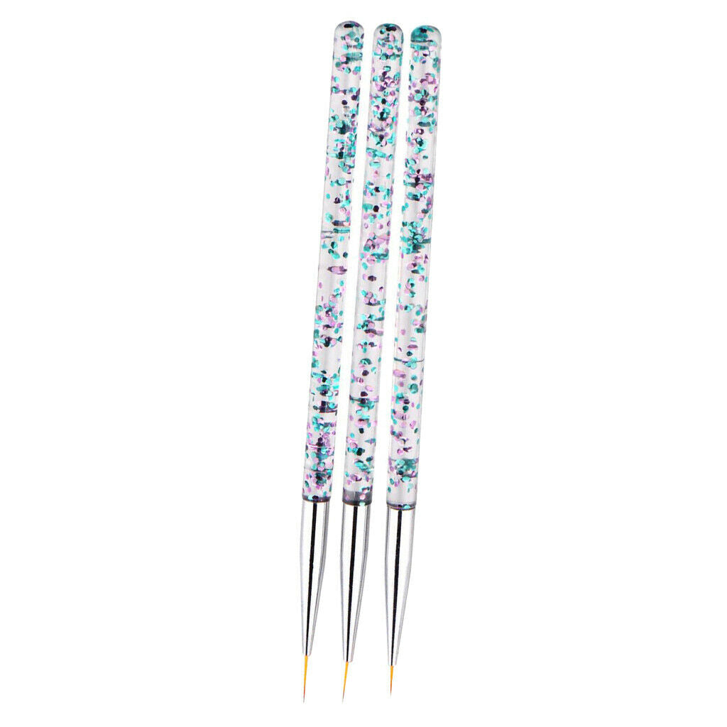 6x 3 Sizes 7/9/11mm Nail Art Brush Set for Thin Lines Strokes Striping