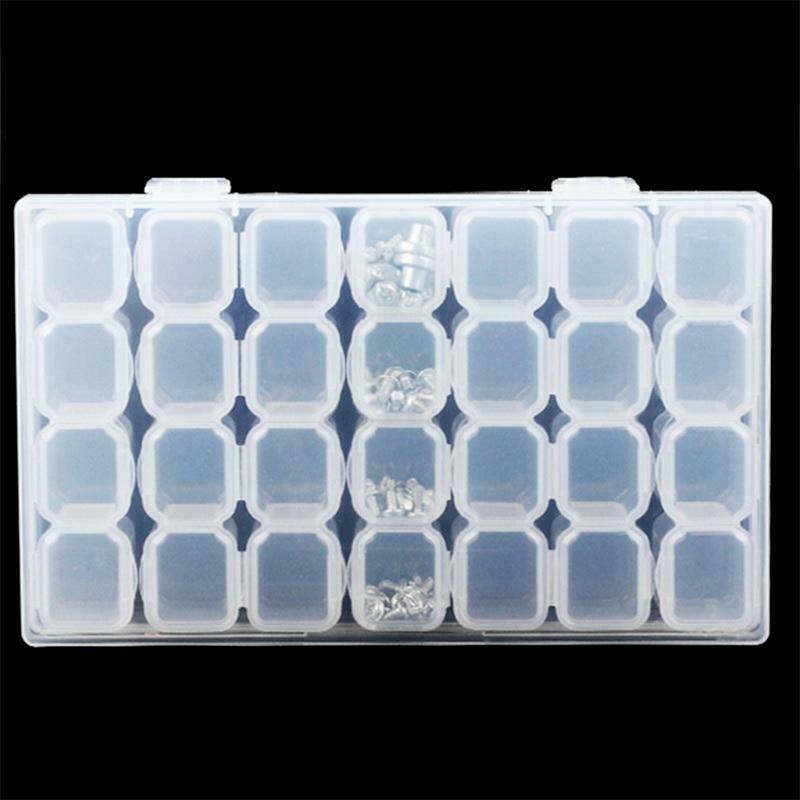 Transparent 28 Compartments Transparent Storage Box Plastic Tins Tools Storage