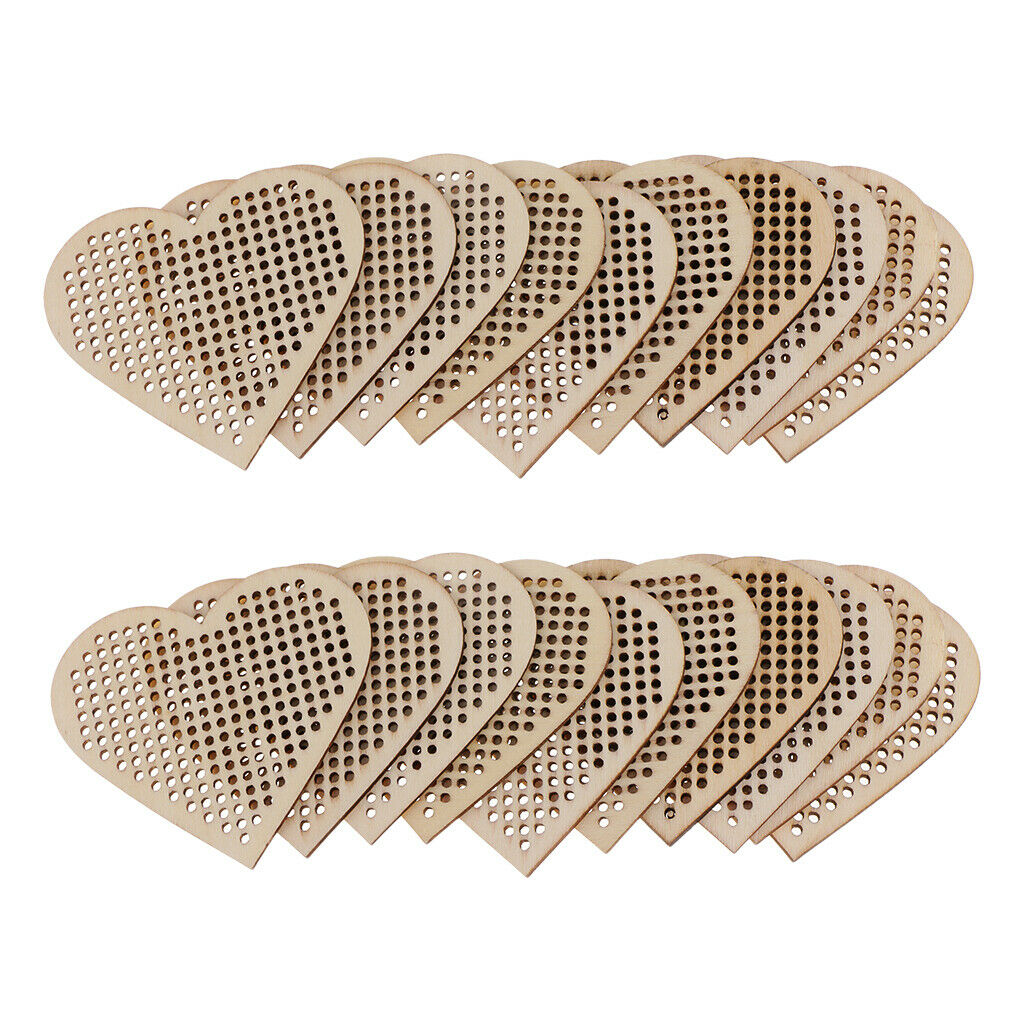 40pcs Wooden Shaped Multi-holes Wooden Pendants For Counted Cross Stitch Kit