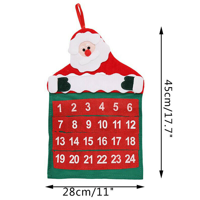 Christmas Advent Calendar Tree Hanging Xmas Pocket Countdown Display DecoratBDA