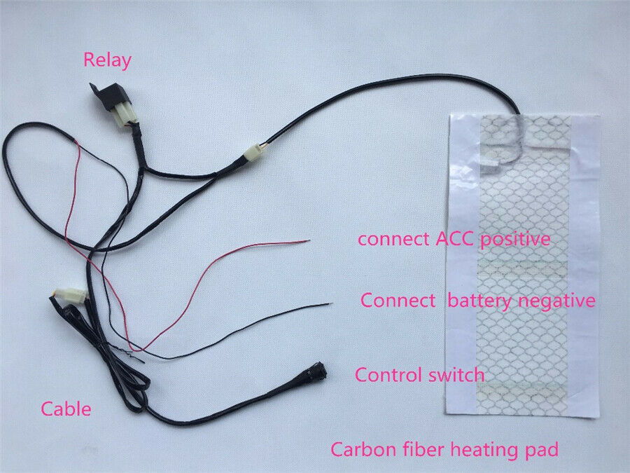 12V Motorcycle ATV Bike Carbon Fiber Seat Heater Warmer Kit Heated Pad Universal