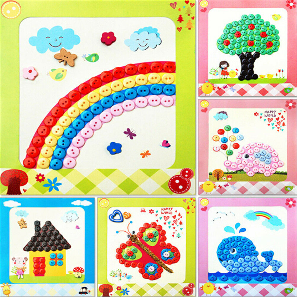 1Pc DIY Button Drawing Painting Interactive Material Kids Educational To.l8