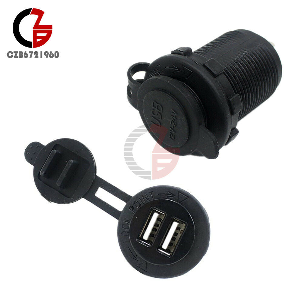 12-24V Dual USB Port Splitter Cigarette Lighter Socket Car Charger Power Adapter