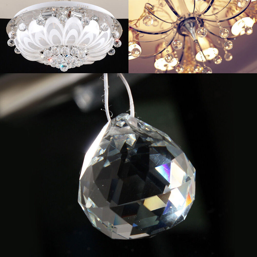 Clear Crystal Glass Chandelier Light Ball Prisms Suncatcher Drop Pendant .l8