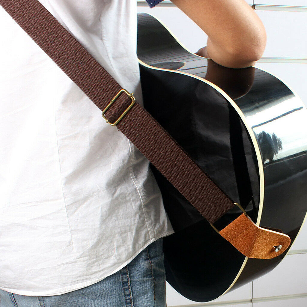 Durable Adjustable Nylon Strap Belt for Electric Acoustic Bass/Guitar Coffee
