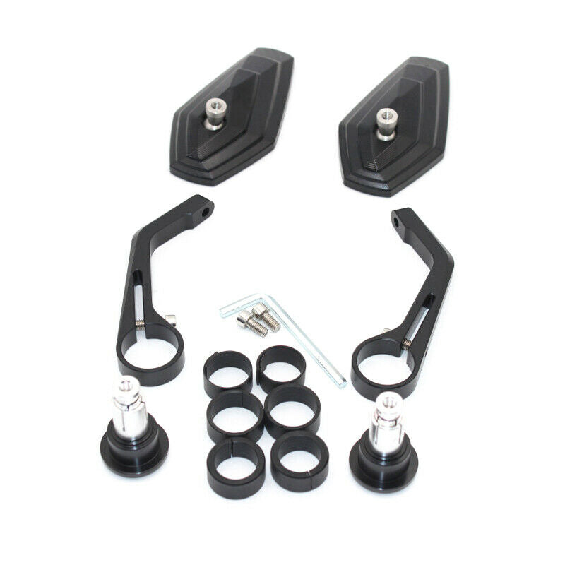 2PC Motorcycle Scooter Rear View Side Mirrors 7/8" 22MM Handle Bar End Universal