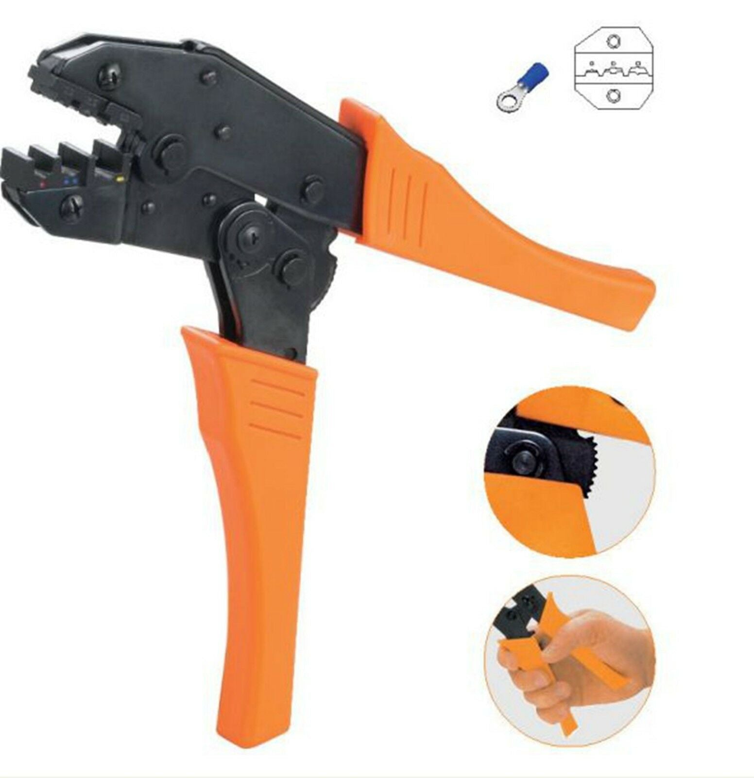 Insulated Terminals One Hand Crimping Ratchet Plier Crimper 0.5-6mm2 AWG22-10