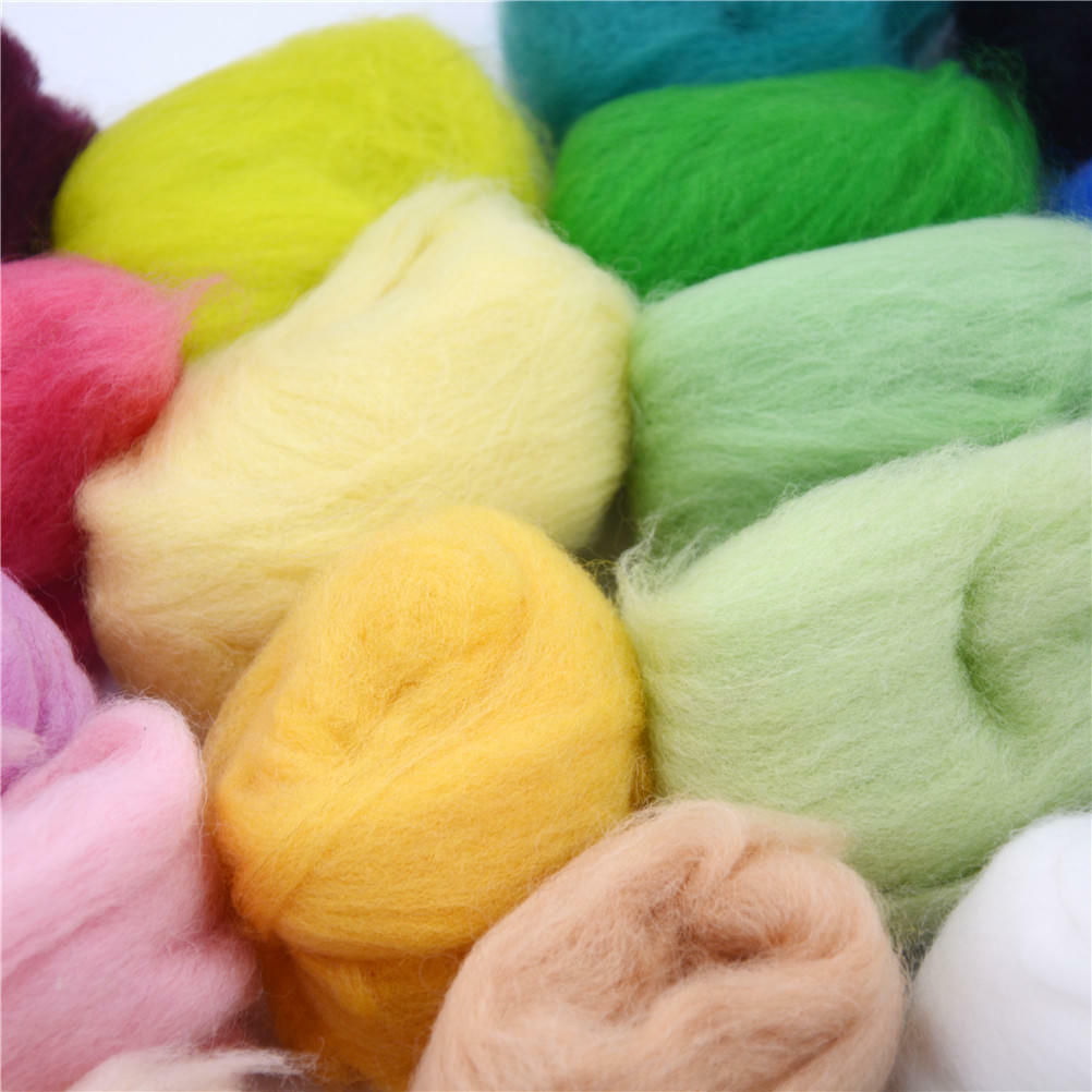 15 Color Super Soft Wool Fibre Roving Set For Needle Felting Hand Spinning DY1