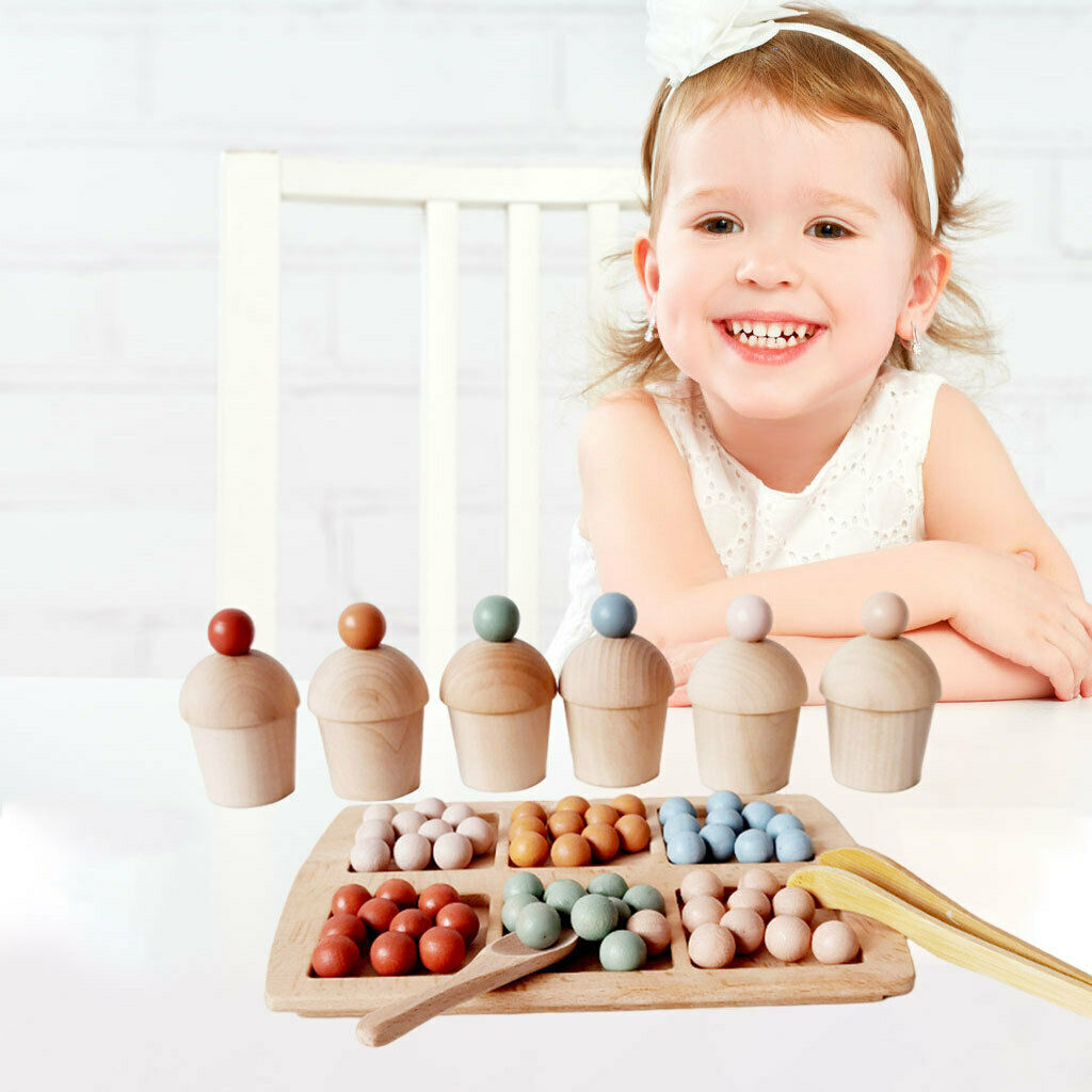Kids Clip Beads Rainbow Cup Multicolor Wooden Educational Toys for Kids