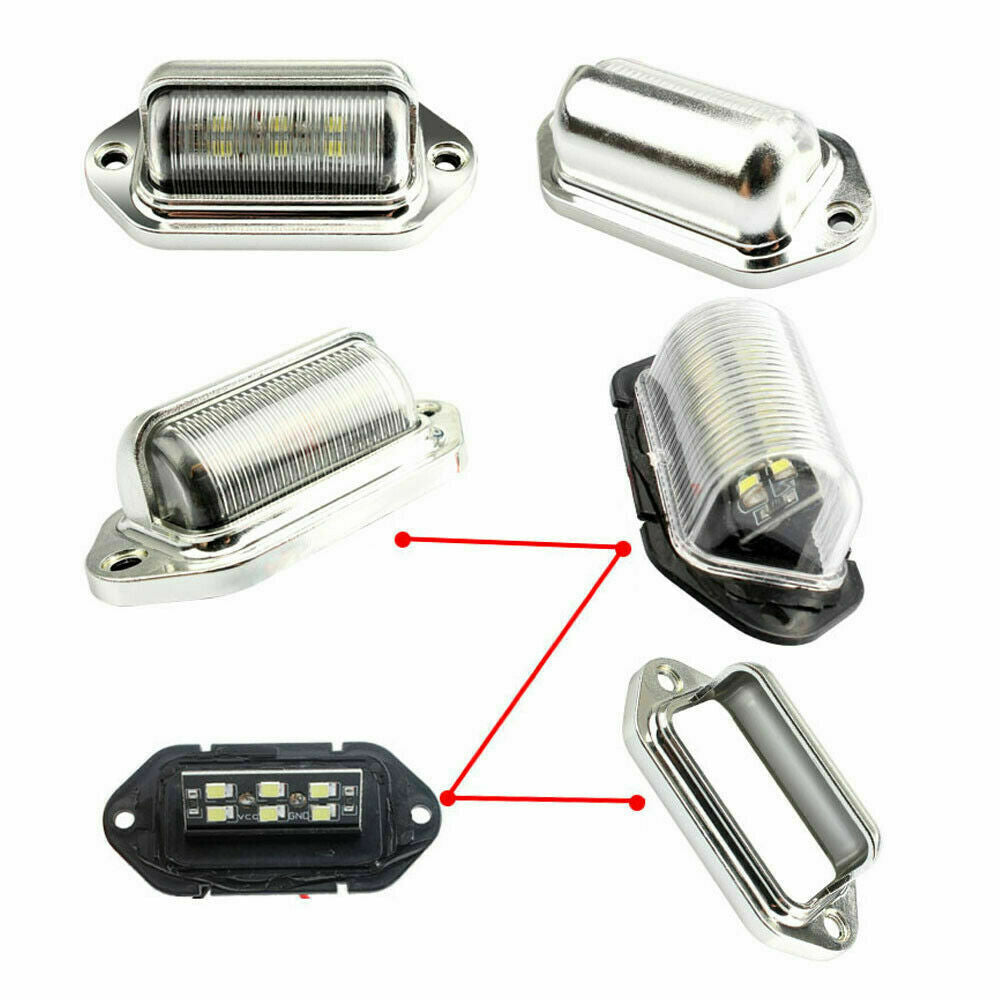 2x Chrome 6 LED License Plate Tag Light Lamp for Truck SUV Trailer Van Universal