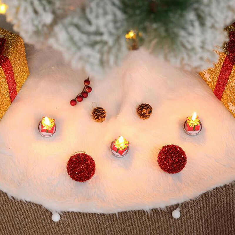 White Plush Christmas Tree Skirt Carpet Merry Christmas Decor New Year Decor EBD