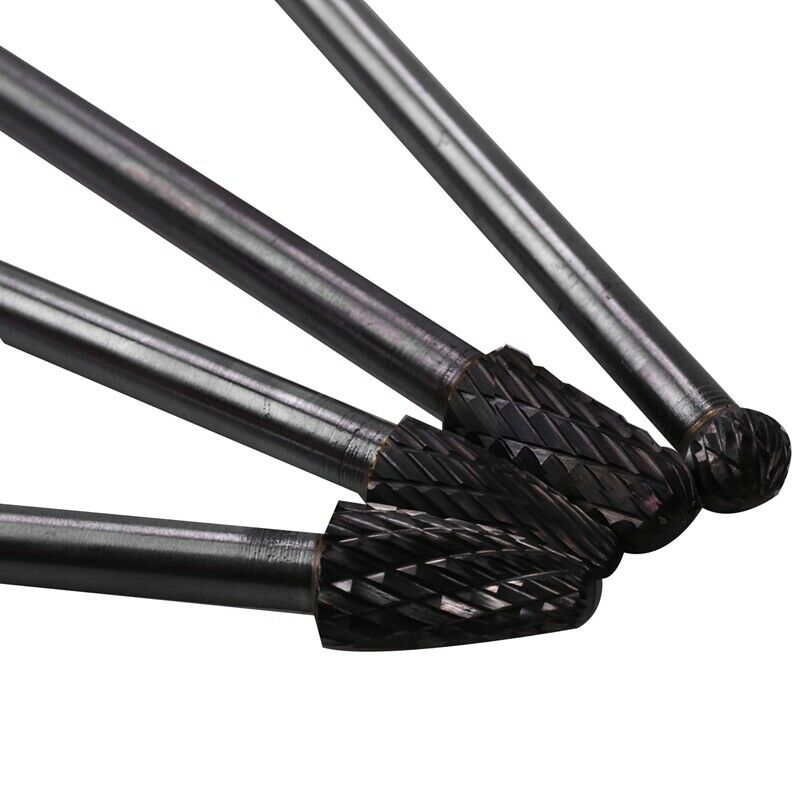4Pcs Long Reach Rotary Burr Double Cut Tungsten Carbide Bit 1/4 Inch Shank 6 IY8