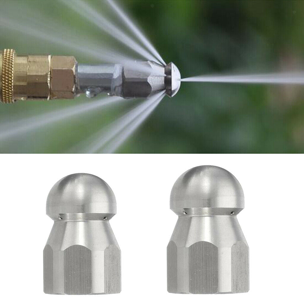 2Pcs High Pressure Washer Sewer Jetter Nozzle Hose Sewer Drain Clean Parts
