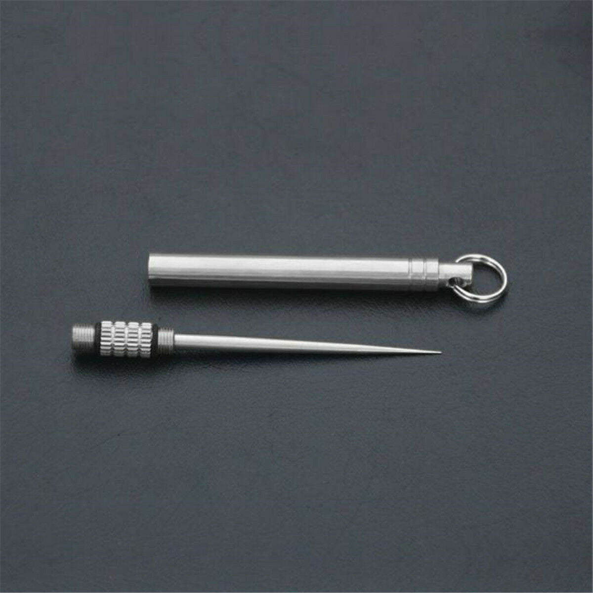 5PCS Outdoor Camping Titanium Toothpick Holder Fruit Fork Keychain Survival Tool