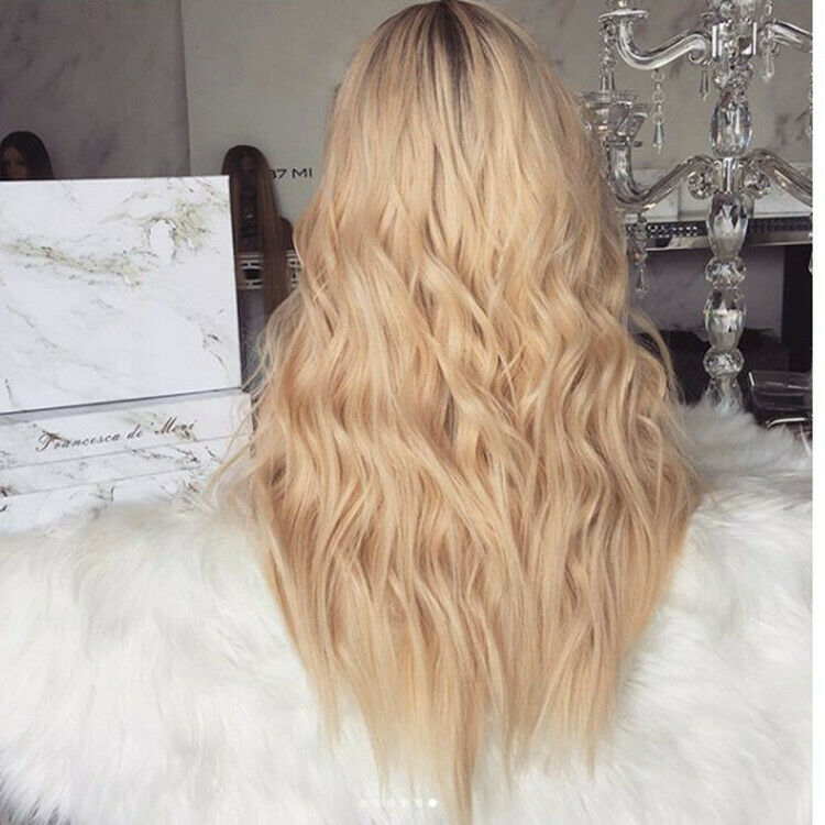 Synthetic Wig Long Body Wavy Full Wigs Ombre Blonde Brown Color Fashion Women