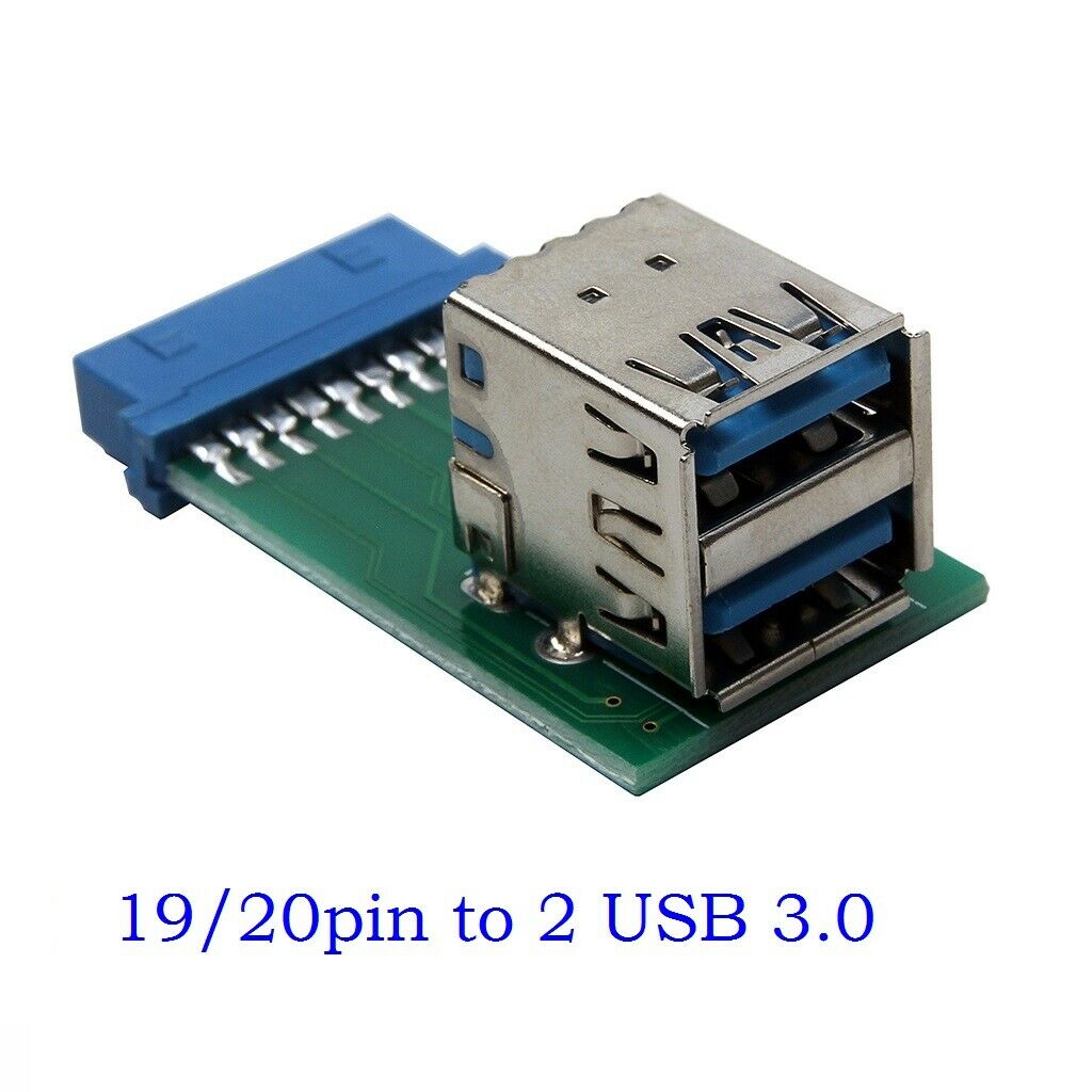 Motherboard 20Pin Header To 2 Ports USB 3.0 Type A Female Port HUB Adapter