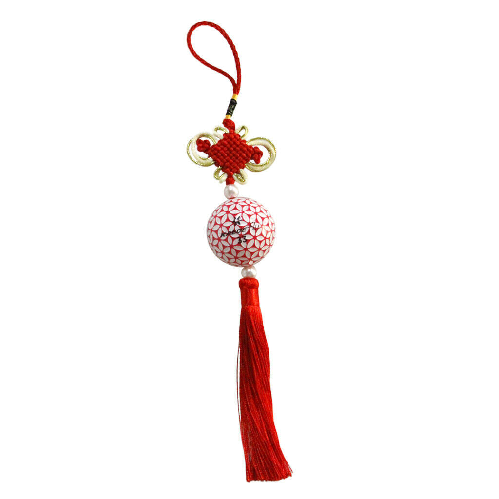 Chinese Knot Tassel with Golf Ball Home Car Office Hanging Decoration Red