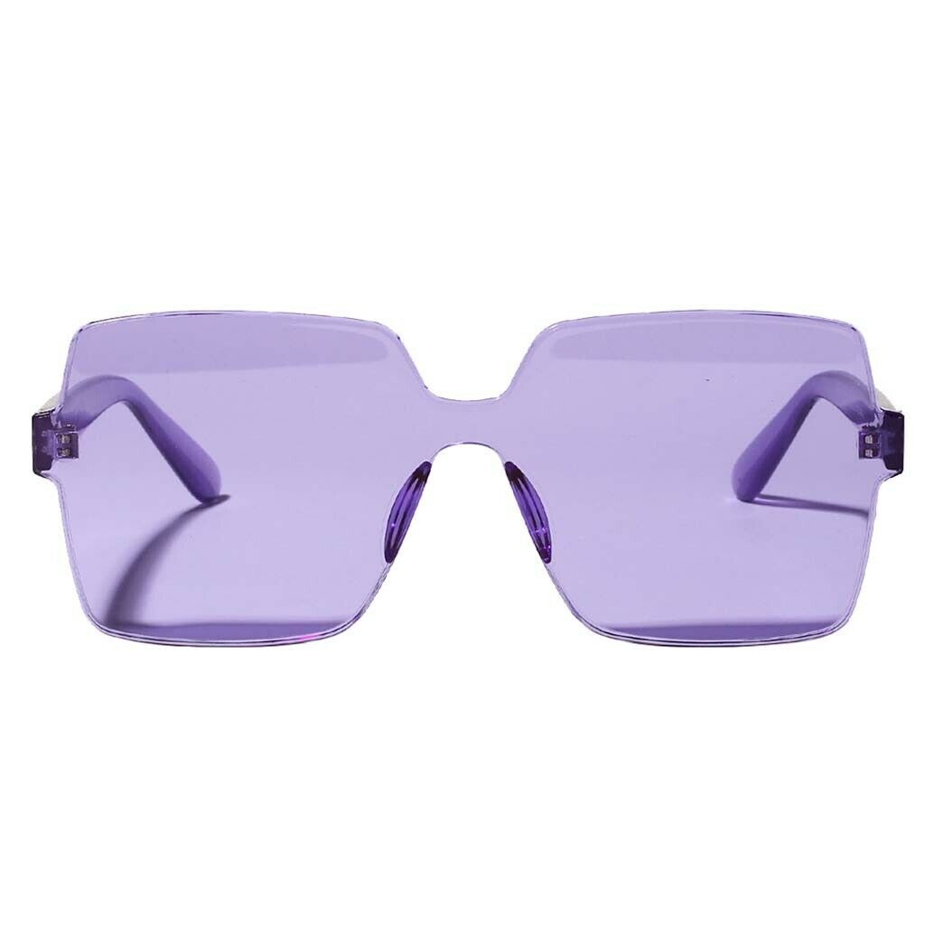 2PCS One-piece Sunglasses Square Rimless Designer Eyeglasses Party Shades