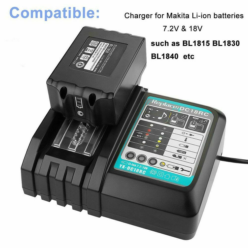 UK Plug BL1830 3A BL1840 Rapid Battery Charger for Makita DC18RC 7.2V-18V