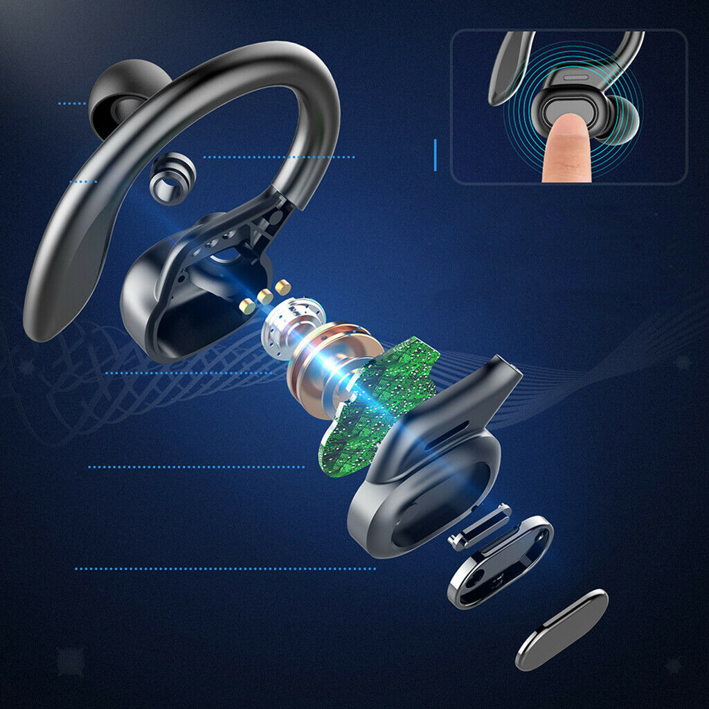 LED Display Bluetooth Eartips Headsets Sports Earphones Over Ear Sweatproof