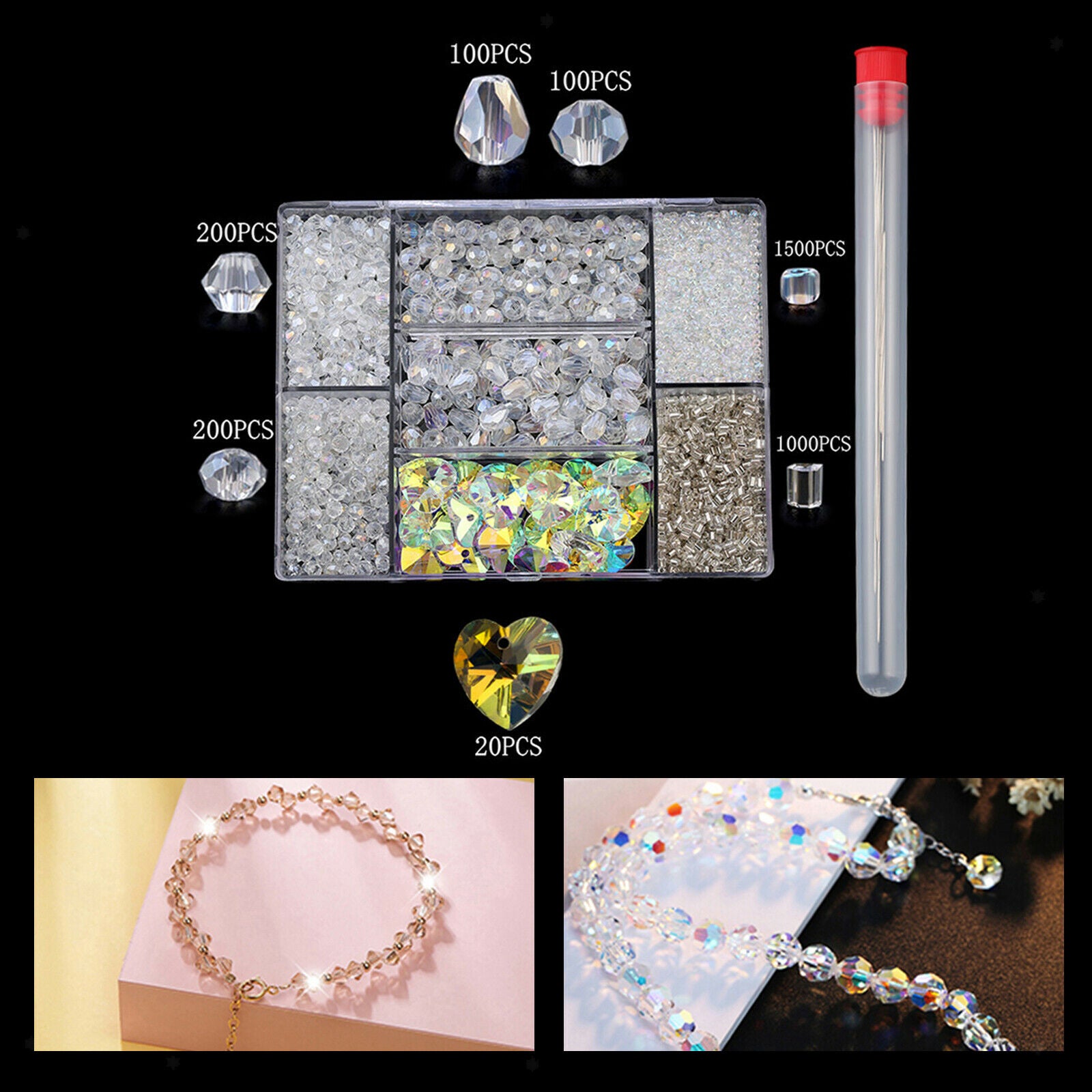 Faceted Crystal Loose Spacer Crafts Beads Lot for Jewelry Making Crystal ab