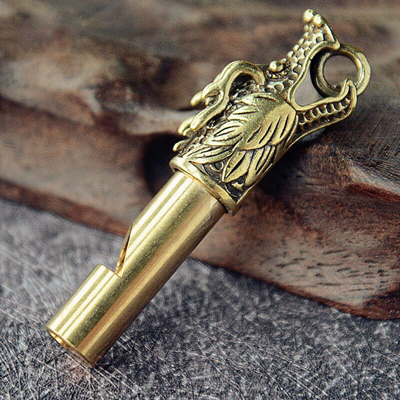 Handmade Brass Dragon Head Whistle Car Keys Chains Pendants Tools Whist JYDFAU