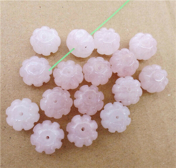 20Pcs 14x8mm Natural Rose Quartz Carved Pumpkin Spacer Beads Halloween HH8437