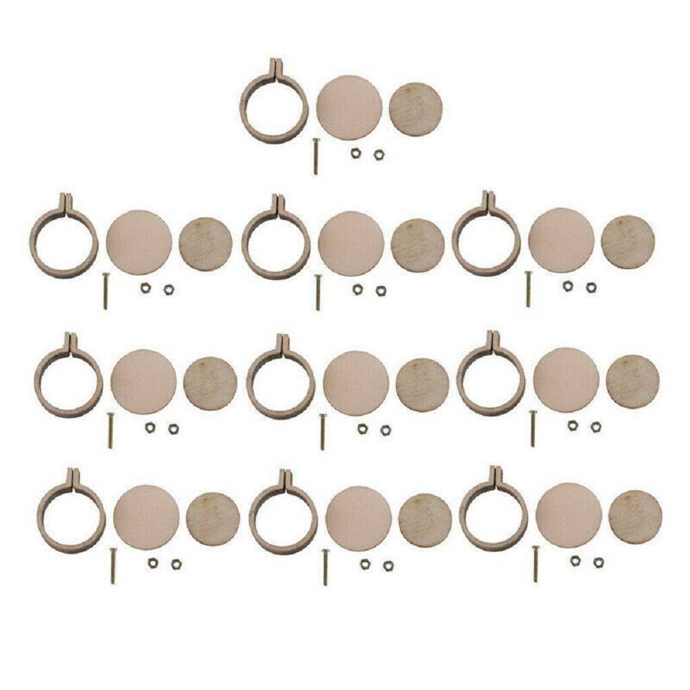 10 Pcs/Set Mini Embroidery Hoop Ring Wooden Cross Stitch Frame Hand Crafts DIY