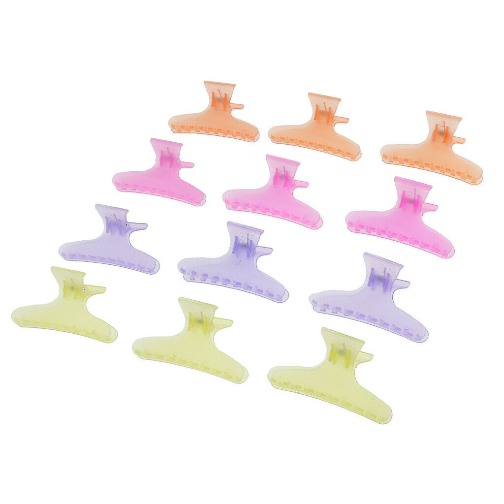 12x Colorful Plastic Hair Claw Salon Hairdressing Styling Clip Clamp Grip