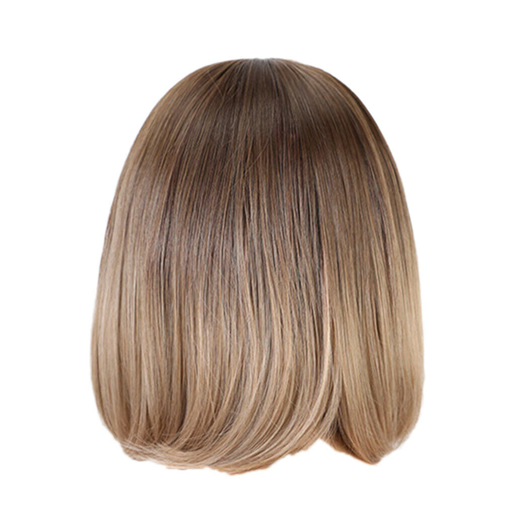 12'' Charming Lady Middle Part Straight Bob Wigs for Daily Party Prom Brown