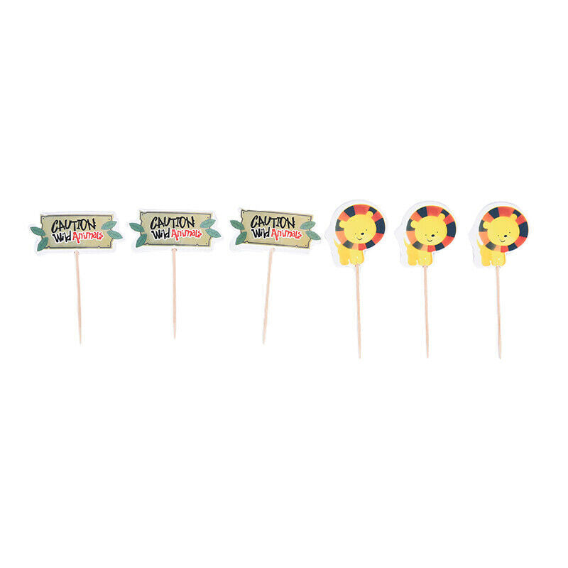24pcs Animal Cake Toppers Jungle Safari Party Cupcake Birthday Decorati.l8