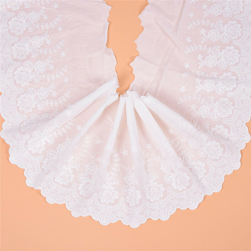 3Yards White Lace Cotton Embroidered Trim Fabric DIY Decor Crafts Sewing Dress