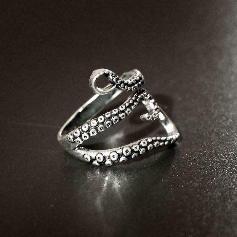 Titanium Steel Gothic Deep Sea Squid Octopus Ring Fashion Jewelry Adjustable