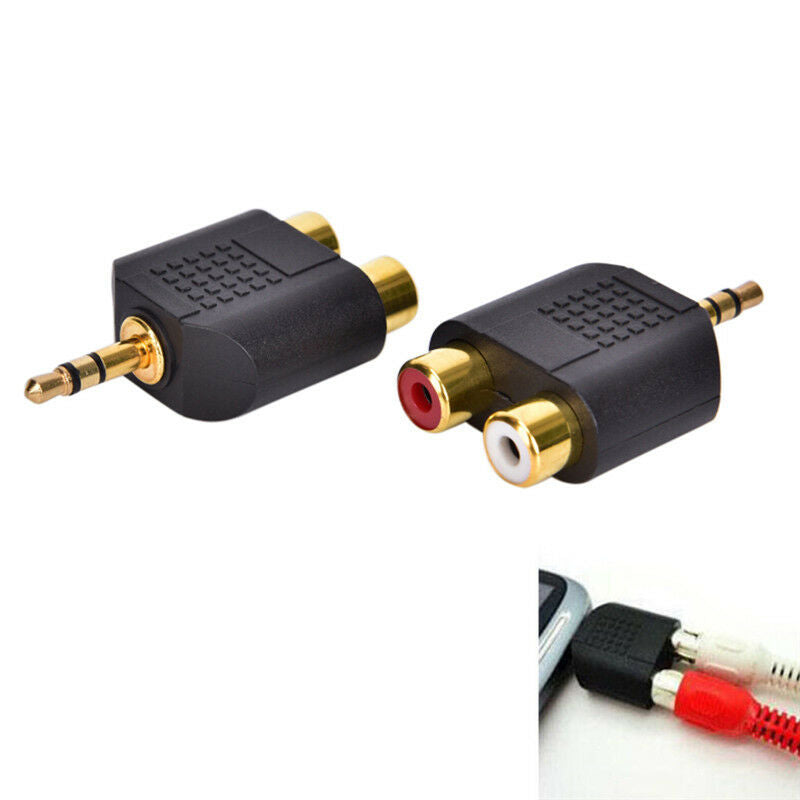 3.5mm Jack to 2 RCA Adaptor Twin Phono Y Splitter Stereo Male to 2 x Female  Lt