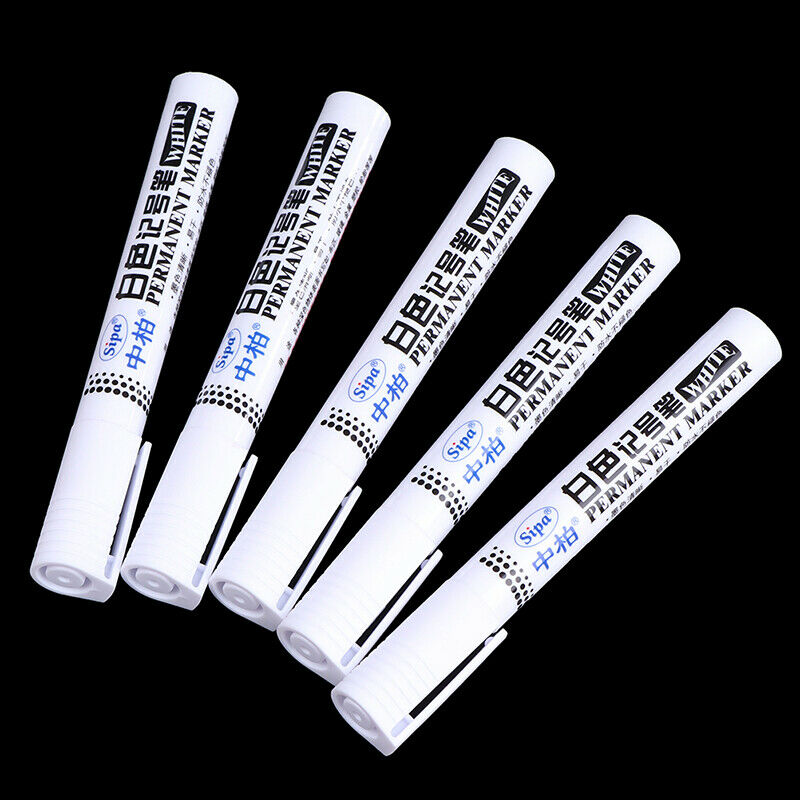 5pcs SM389 White Marker Pen Permanent For Metal Metallic Pen Craftwork Su.l8