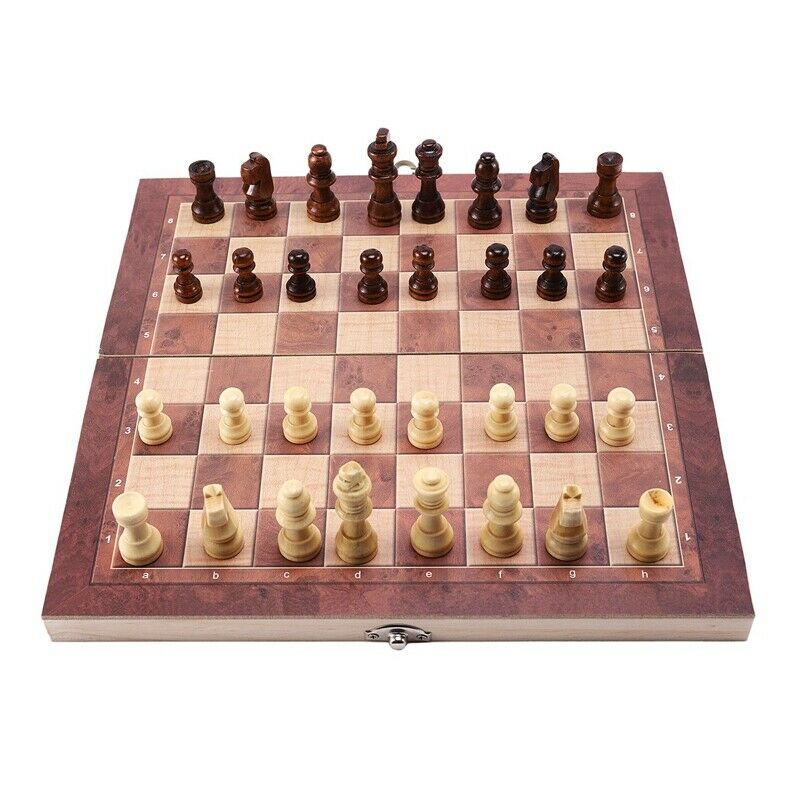 3 in 1 Wooden International Chess Set Board Travel Games Chess Backgammon DrauM7