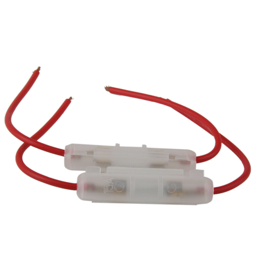 2x Universal 15A Inline Glass Fuse Holder for Car Truck 24.5cm 9.65inch